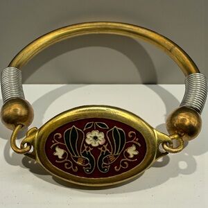 Vintage Artisan Copper & Silver natural stone Bangle